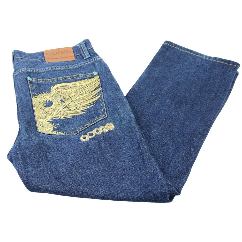 Vintage Coogi Mens 36 X 30 Golden Eagle Wings Embroidered Denim Jeans Streetwear - Picture 2 of 16